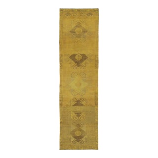 Vintage Distressed Turkish Runner With Diamond & Floral Medallions - Rug & Kilim For Sale