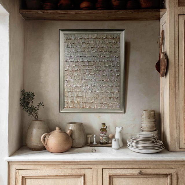 Contemporary Neutral Textured Abstract Painting, Plaster Style Wall Art, Minimalist Beige Blush Art, Modern Coastal Decor, Framed Original Art For Sale - Image 3 of 5