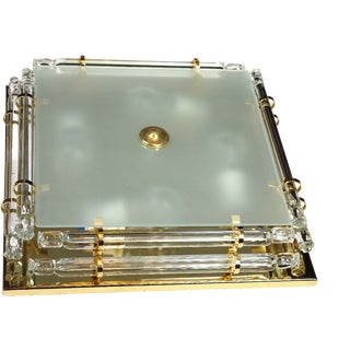 Gold-Plated Metal and Crystal Glass Ontario Ceiling Lamp from Austrolux, 1970s For Sale