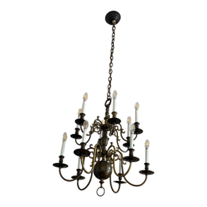 1970s Traditional European-Style Brass Chandelier