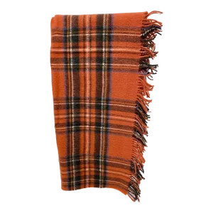Soft Merino Lambswool Knee Rug /Blanket in Classic Muted Red Plaid Pattern - Made in England