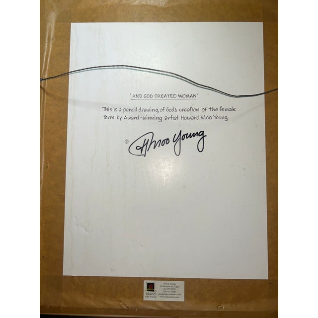 2010s Howard Moo Young “And God Created Woman” Original Pencil Drawing, Signed 2011 For Sale - Image 5 of 6