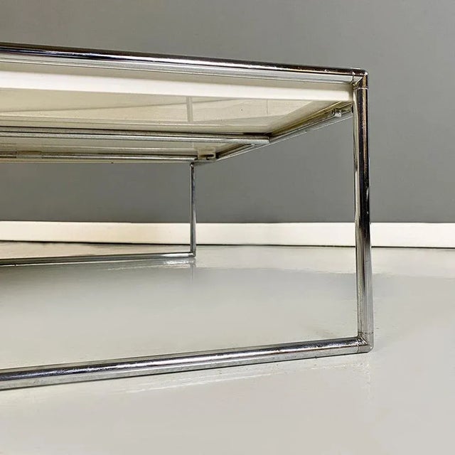 Metal Modern Italian Steel White Plastic Trays Coffee Table by Piero Lissoni for Kartell, 1990s For Sale - Image 7 of 12