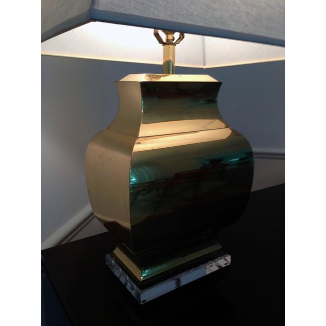 Pair Large Modern geometrical urn shape Brass Lamps For Sale - Image 4 of 6
