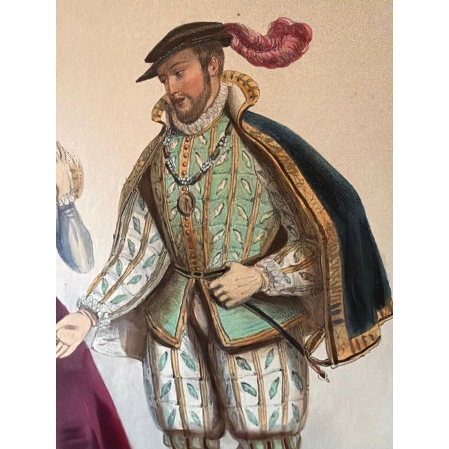 Henri II & Catherine De Medici French Court Costume, 1847, Lithograph For Sale - Image 4 of 10