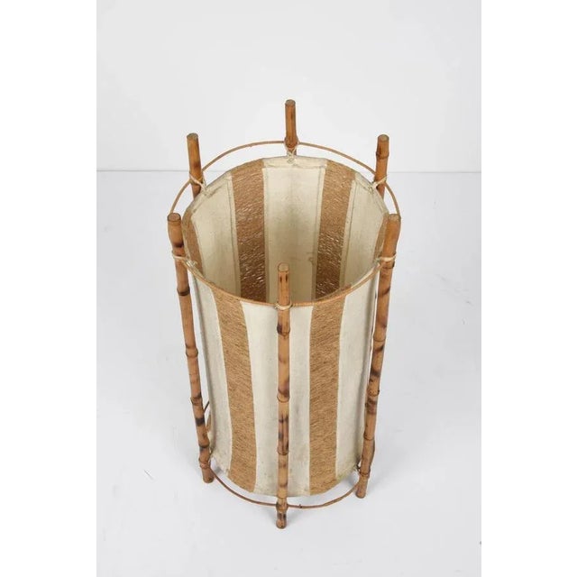 1950s Mid-Century Italian Cotton, Bamboo & Rattan Floor Lamp by Louis Sognot, 1950s For Sale - Image 5 of 18