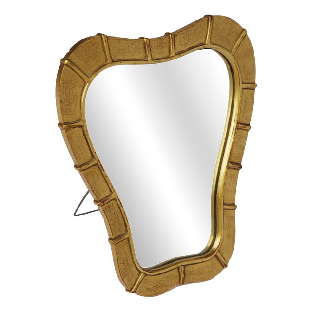 Italian Gilt Wood Table Mirror, 1950s For Sale