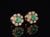 Certified Natural 1.8cts vs F Diamond Emerald 18k Solid Gold Floral Stud Earrings, A Pair For Sale - Image 9 of 10