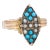 Victorian circa 1896 Seed Pearl Turquoise Ring Vintage 15 Karat Yellow Gold size 9 For Sale