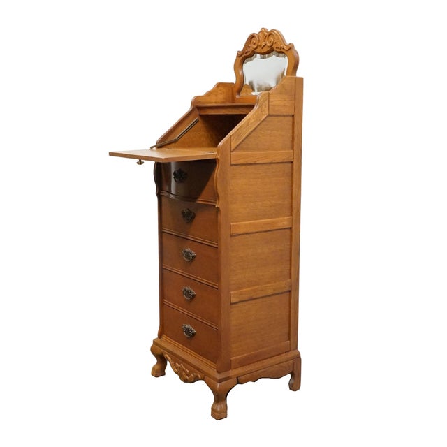 Late 20th Century Lexington Furniture Victorian Sampler Quarter Sawn Oak 24" Lingerie Chest W. Vanity Mirror 391-3102 For Sale - Image 5 of 15