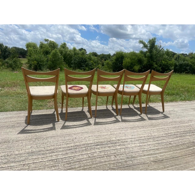 Wood Heywood Wakefield "Cat's Eye" Chairs - Set of 6 For Sale - Image 7 of 9
