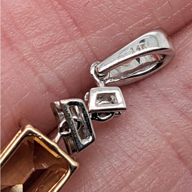 1.2Ct Citrine Pendant With Earth Mined Diamonds in Solid 14k Dual Gold, 8x6mm For Sale - Image 10 of 10