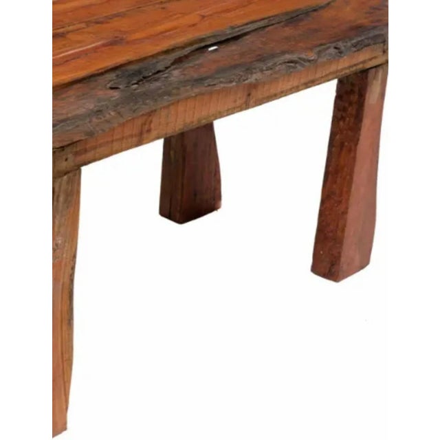 Rustic Antique French Provincial Live Edge Pine Harvest Table Workbench For Sale - Image 9 of 10