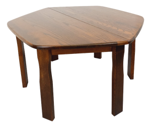 Vintage Brutalist Hexagonal Oak Dining Table with Extension, 1950s