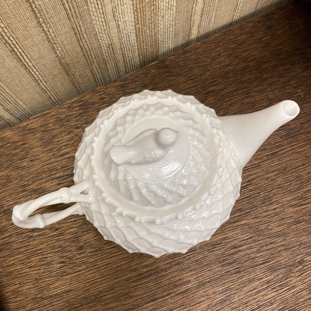 Modern Grace Tea Ware Teapot With Lattice Design and Bird Lid For Sale - Image 3 of 6