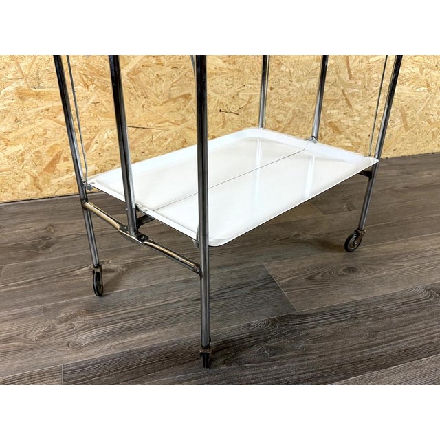 Metal Space Age Chrome and White Serving Trolley, 1960s-1970s For Sale - Image 7 of 17