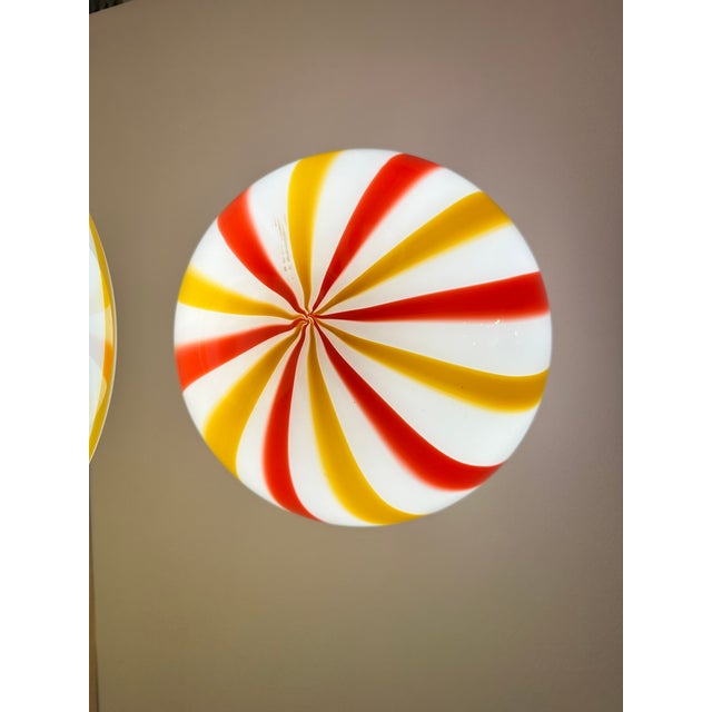 2020s Italian Murano Glass Swirlings Sphere Flush Mount in 70's Style For Sale - Image 5 of 6
