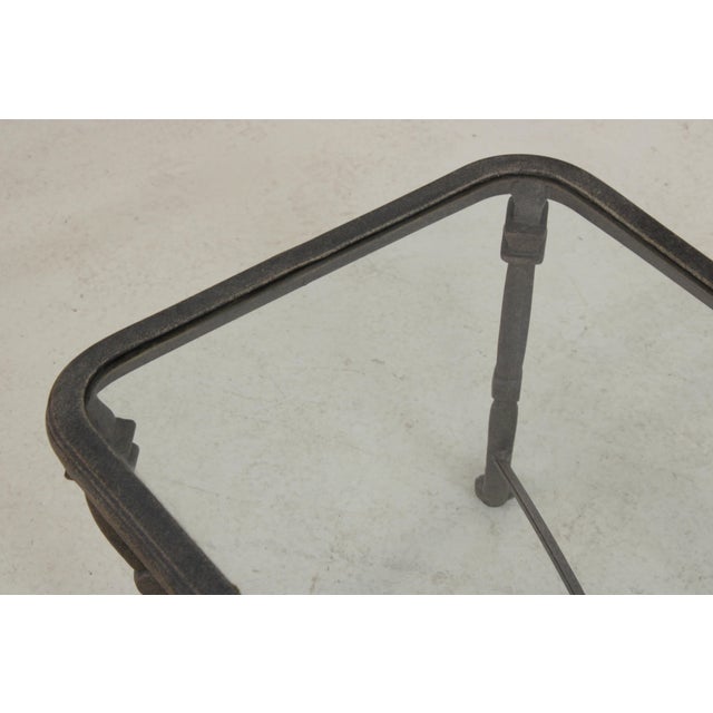 Metal Outdoor Cast Aluminum Glass Top Patio Cocktail Table For Sale - Image 7 of 14