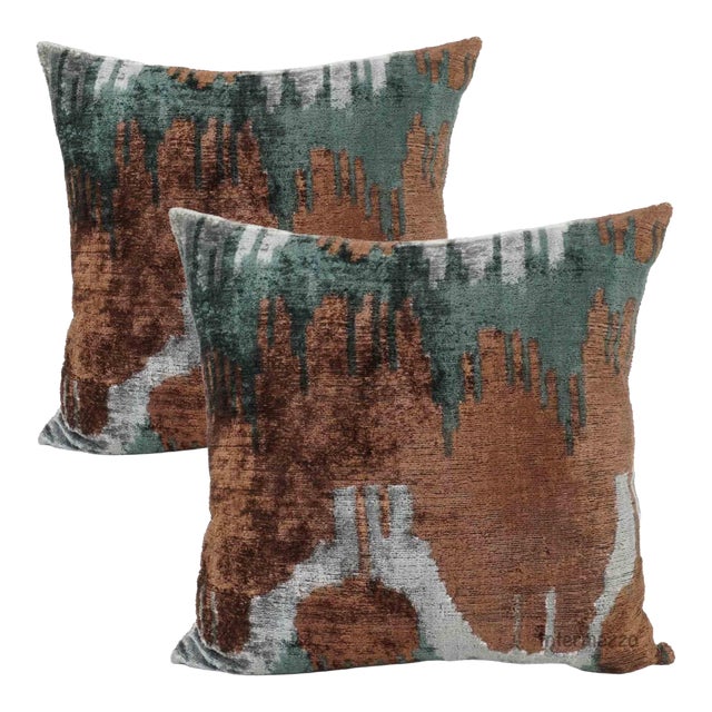 Chestnut Silk Velvet Accent Pillows - Set of 2 For Sale