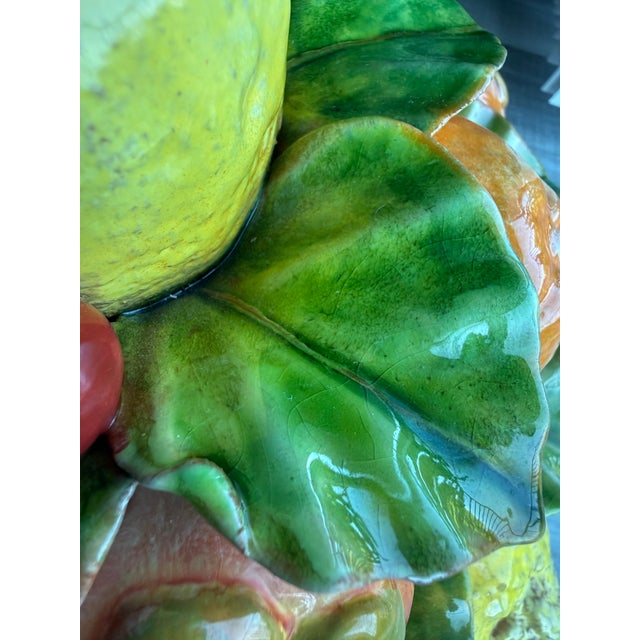 Vintage 20th Century Italian Majolica Ceramic Fruit Basket Centerpiece by Cottura For Sale - Image 14 of 14