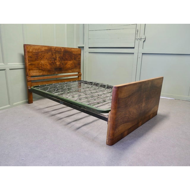 Wood Art Deco Bur Walnut Double Bed, 1920 For Sale - Image 7 of 8