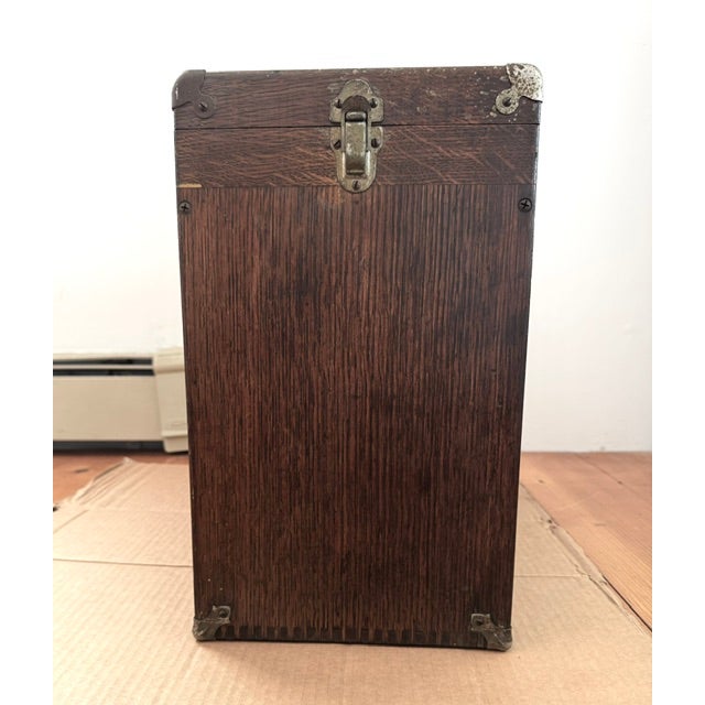 Brown Vintage Oak Tool Box by H. Gerstner & Sons For Sale - Image 8 of 13