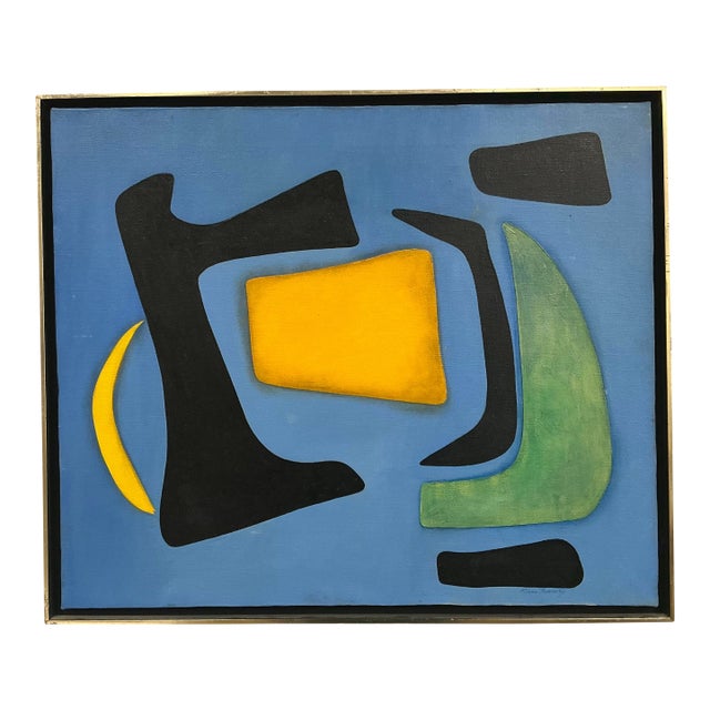 Vintage Abstract Oil on Painting, Signet. For Sale