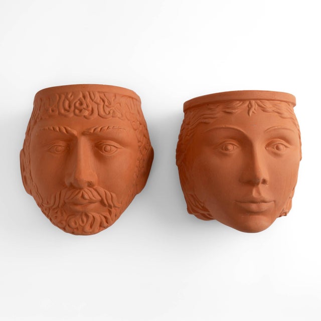 Ceramic Vintage Rookes Pottery God and Goddess Face Planters For Sale - Image 7 of 12