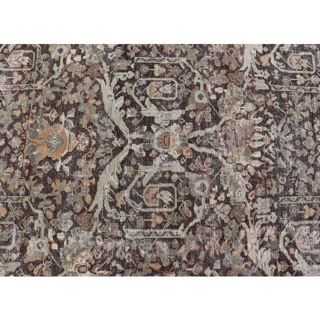 Early 20th Century Antique Persian Sultanabad Rug With Warm Brown Field and Allover Vine Design For Sale - Image 5 of 17