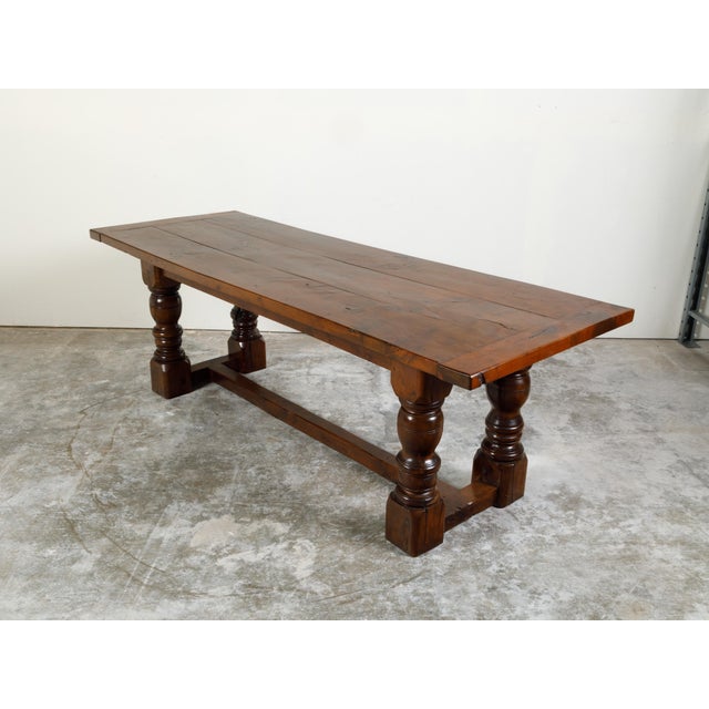 English 19th Century Walnut Dining Table with Turned Legs and H-Form Stretcher For Sale - Image 10 of 11
