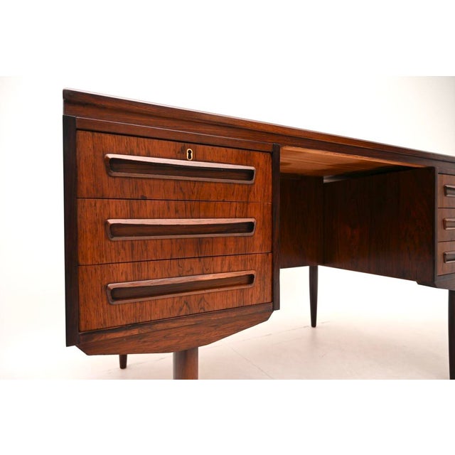 Brown Vintage Danish Desk attributed to J. Svenstrup for AP Mobler, 1960s For Sale - Image 8 of 11
