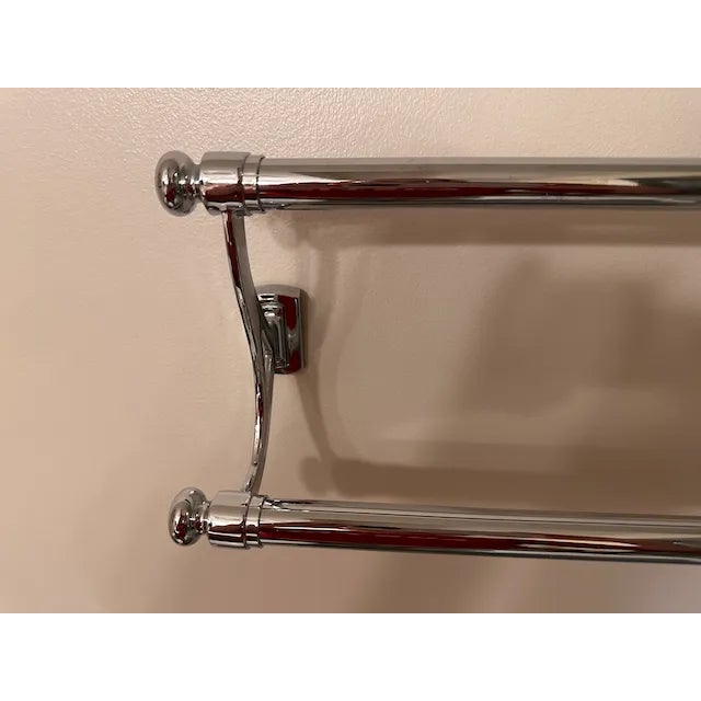 Traditional Traditional Double Towel Bar, Solid Chrome, Restoration Hardware For Sale - Image 3 of 5