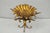 Vintage Italian Hollywood Regency Gold Gilt Tole Metal Iron Compote Centerpiece Bowl. Circa Mid 20th Century....