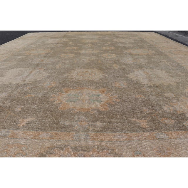 Large Turkish Oushak in Moss Green by Keivan Woven Arts 10'10 X 15'5 For Sale - Image 9 of 17