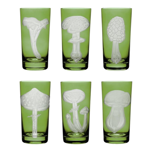 ARTEL Mushrooms Collection Highball in Khaki Green - Set of 6 For Sale