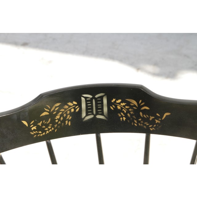 Early 20th Century Nichols and Stone Black Lacquered Hand Painted Windsor Chair For Sale - Image 12 of 12