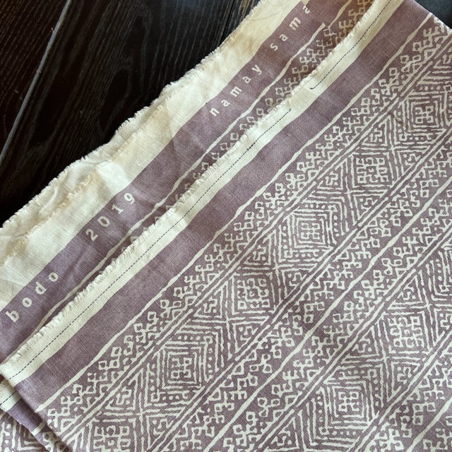 Contemporary Namay Samay Resist Dyed Bodo Linen Fabric- 2 Yards For Sale - Image 3 of 4