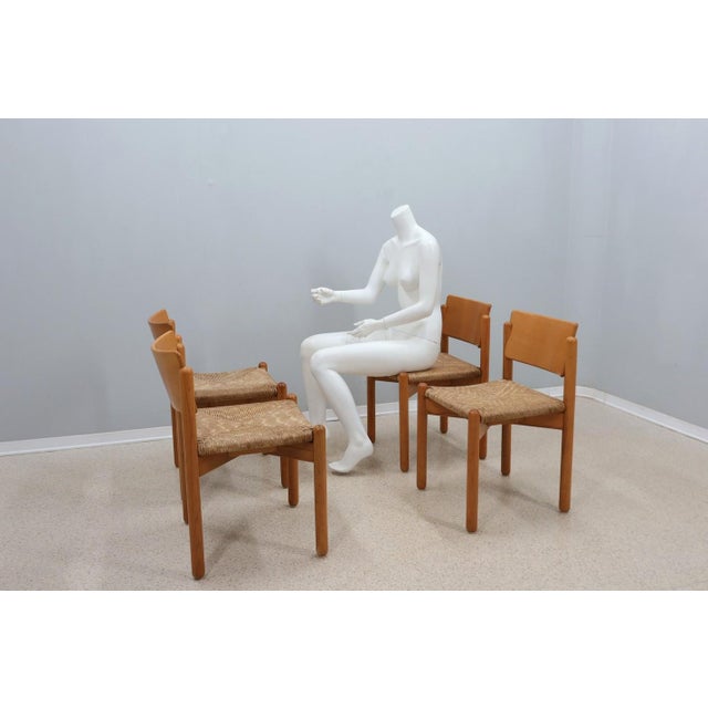 Vintage Rustic Dining Chairs with Straw Seat attributed to Renato Toso, 1970s, Set of 4 For Sale - Image 12 of 16