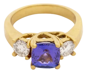 18k Yellow Gold, Tanzanite and Diamond Ring