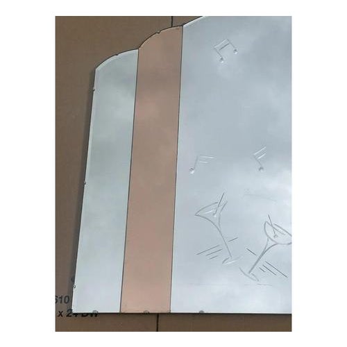 Large French Art Deco Amber Peach Bevelled Wall Mirror, 1930s For Sale - Image 8 of 13
