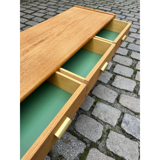 Lowboard in Oak with Brass Handles For Sale - Image 4 of 10