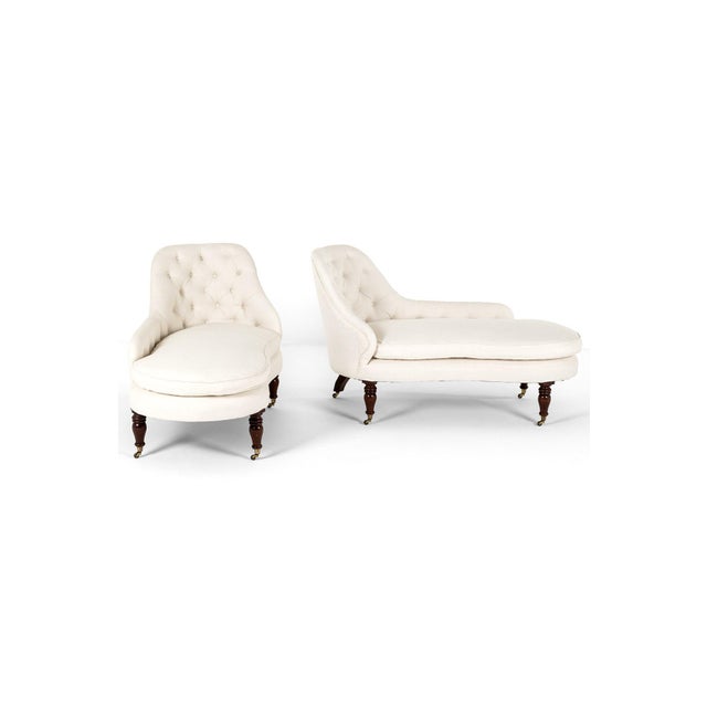 Button Back Chaise Longues, Set of 2 For Sale - Image 3 of 18