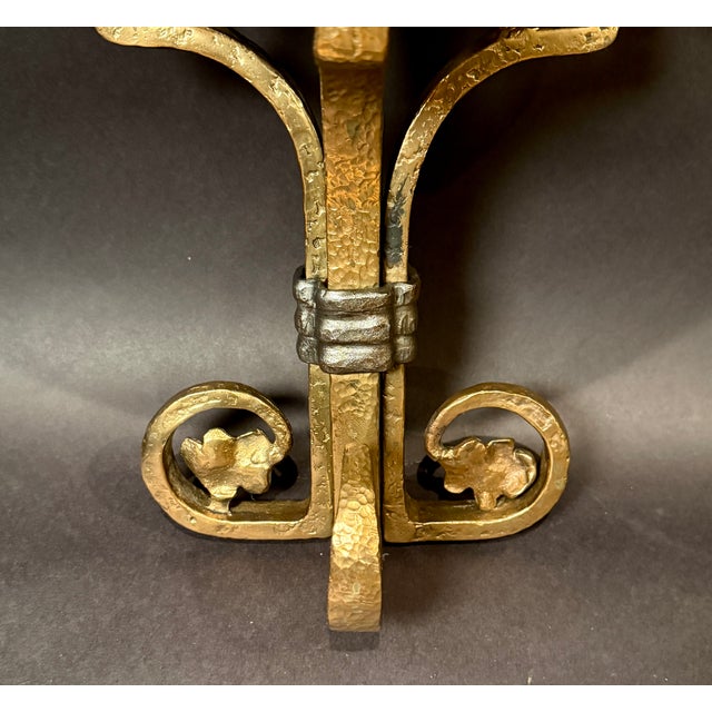 Early 20th Century American Arts & Crafts Bronze and Iron Wall Brackets, Pair For Sale - Image 11 of 11
