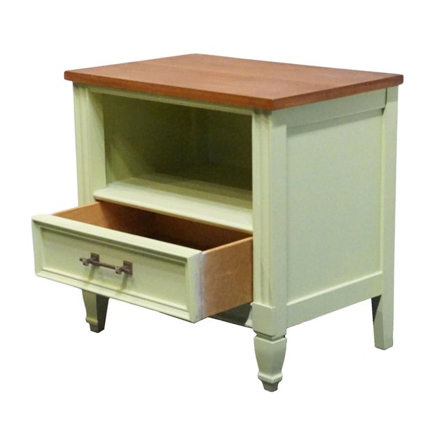 Bassett Furniture Ticino Collection Cream Painted 24" Nightstand W. Solid Cherry Top 238-96-270 For Sale In Kansas City - Image 6 of 10