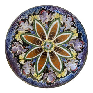 Mid-Century Spanish Enameled Glass Moser-Like Dish Bowl by José Cire Royo For Sale