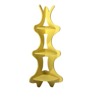 Vintage Americana Folk Art Corner Shelf in Sunny Yellow For Sale