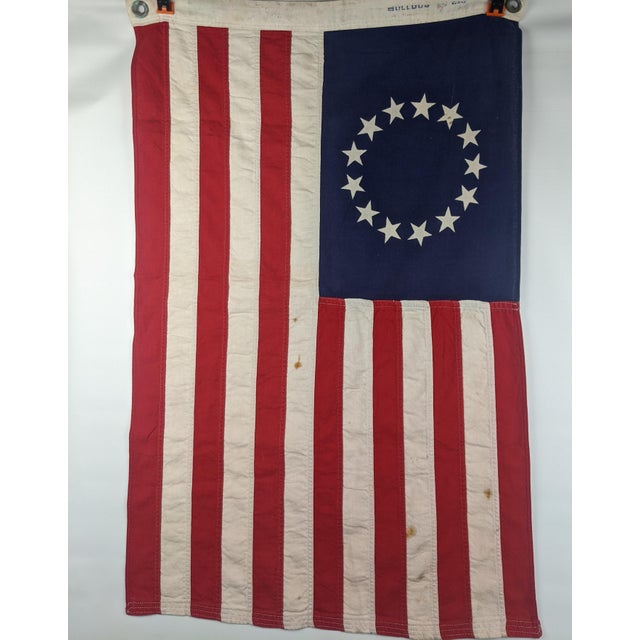 Vintage Bull Dog Bunting Dettra 13-Star Sewn American Flag, Red, White & Blue For Sale - Image 4 of 9