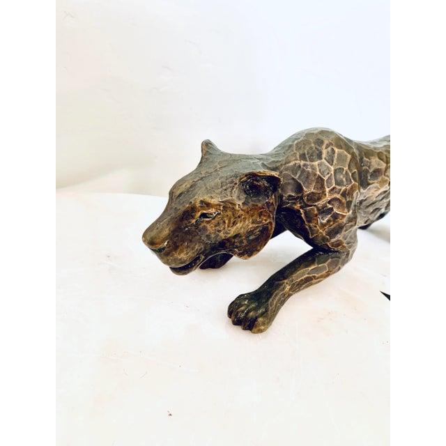 Large 1960s Vintage Bronze Metal Panther / Cheetah Figure For Sale - Image 4 of 11