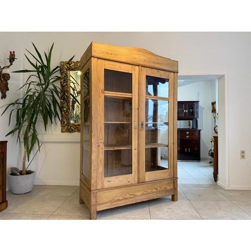 Brown Art Nouveau Display Cabinet in Natural Wood For Sale - Image 8 of 15