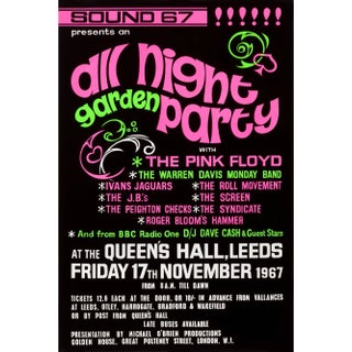 Pink Floyd Original Vintage UK Concert Poster, Queen's Hall, Leeds, 1967 For Sale
